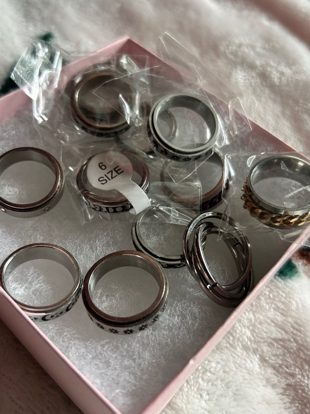13-Pack Silver Fidget Rings Size 6